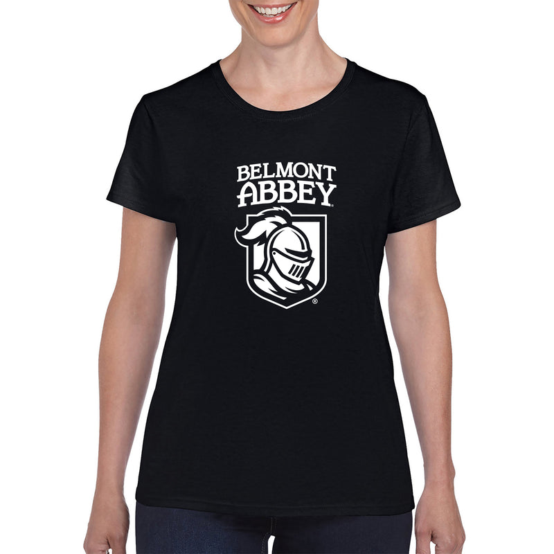 Belmont Abbey College Crusaders Arch Logo Women's Short Sleeve T Shirt - Black