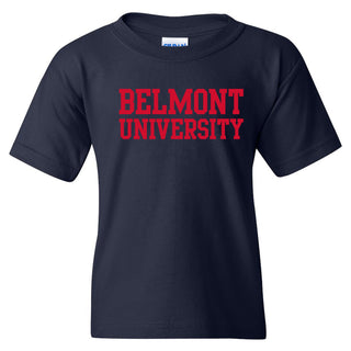 Belmont University Bruins Basic Block Youth Basic Cotton Short Sleeve T Shirt - Navy