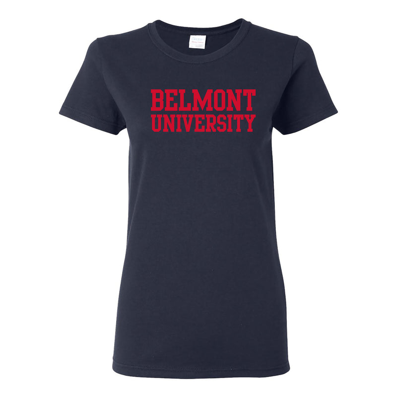Belmont University Bruins Basic Block Women's Basic Cotton T Shirt - Navy