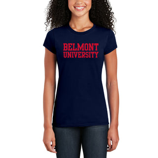 Belmont University Bruins Basic Block Women's Basic Cotton T Shirt - Navy