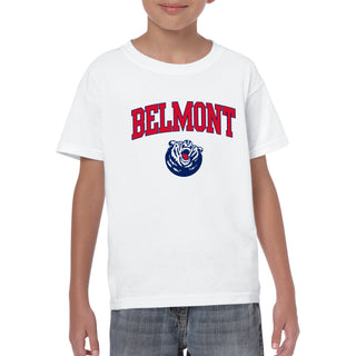 Belmont University Bruins Arch Logo Youth Basic Cotton Short Sleeve T Shirt - White