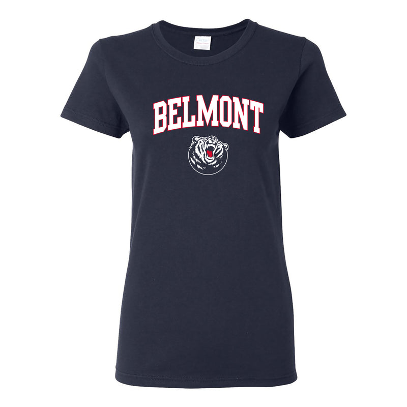 Belmont University Bruins Arch Logo Women's Basic Cotton T Shirt - Navy