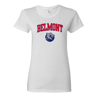 Belmont University Bruins Arch Logo Women's Basic Cotton T Shirt - White