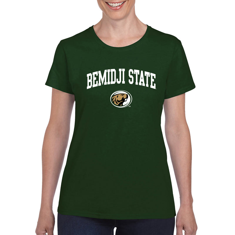 Bemidji State Beavers Arch Logo Women's T Shirt - Forest