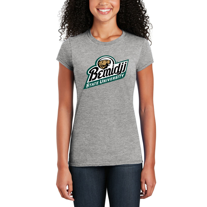 Bemidji State Beavers Primary Logo Women's T Shirt - Sport Grey