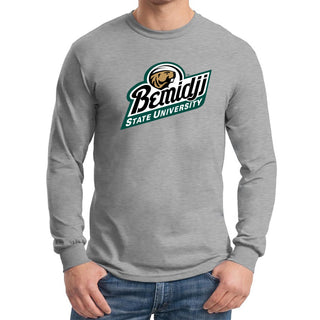 Bemidji State Beavers Primary Logo Long Sleeve T Shirt - Sport Grey