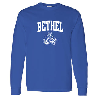 Bethel University Pilots Arch Logo Long Sleeve T Shirt - Royal