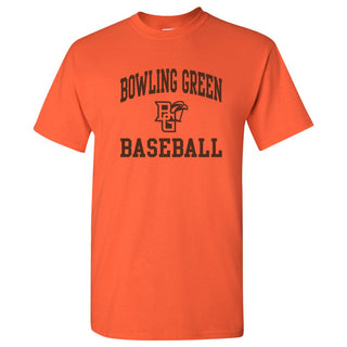 Bowling Green State University Falcons Arch Logo Baseball Basic Cotton Short Sleeve T Shirt - Orange