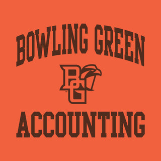 Bowling Green State University Falcons Arch Logo Accounting Basic Cotton Short Sleeve T Shirt - Orange