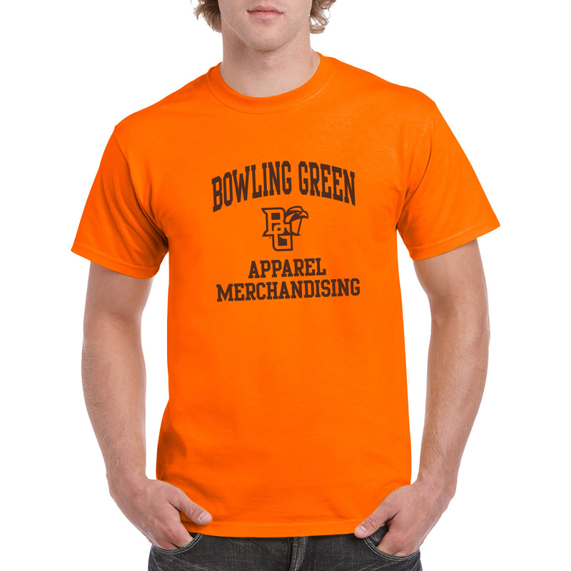 Bowling Green State University Falcons Arch Logo Apparel Merchandising Basic Cotton Short Sleeve T Shirt - Orange
