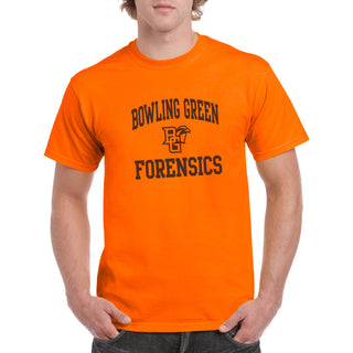 Bowling Green State University Falcons Arch Logo Forensics Basic Cotton Short Sleeve T Shirt - Orange