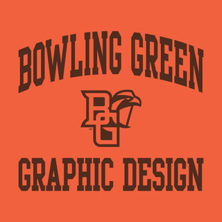 Bowling Green State University Falcons Arch Logo Graphic Design Basic Cotton Short Sleeve T Shirt - Orange