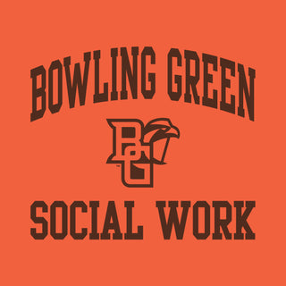 Bowling Green State University Falcons Arch Logo Social Work Basic Cotton Short Sleeve T Shirt - Orange