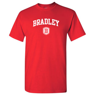 Bradley University Braves Arch Logo Basic Cotton Short Sleeve T Shirt - Red