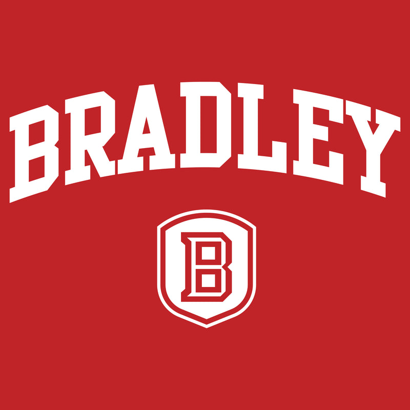 Bradley University Braves Arch Logo Basic Cotton Short Sleeve Women's T Shirt - Red