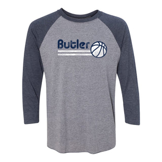 Butler University Bulldogs Basketball Bubble Next Level Raglan T Shirt - Premium Heather/Vintage Navy