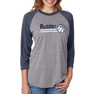 Butler University Bulldogs Basketball Bubble Next Level Raglan T Shirt - Premium Heather/Vintage Navy