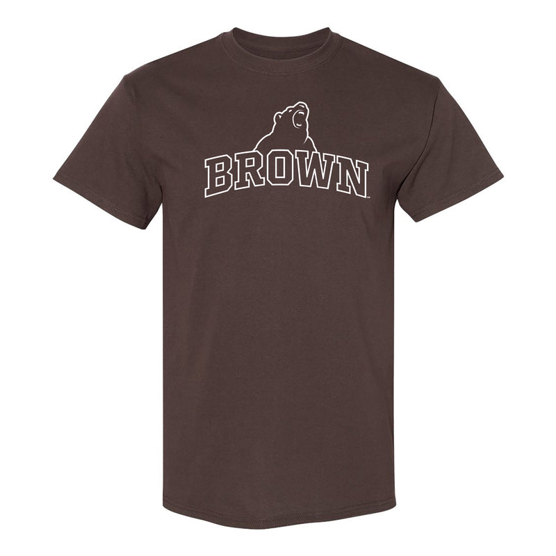 Brown University Bears Arch Logo Short Sleeve T Shirt - Dark Chocolate