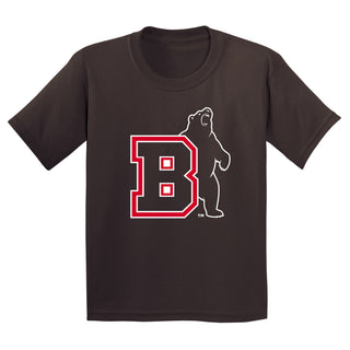 Brown University Bears Primary Logo Youth Short Sleeve T Shirt - Dark Chocolate