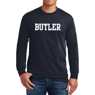 Butler University Bulldogs Basic Block Long Sleeve T Shirt - Navy