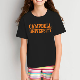 Campbell University Fighting Camels Basic Block Cotton Youth Short Sleeve T-Shirt - Black