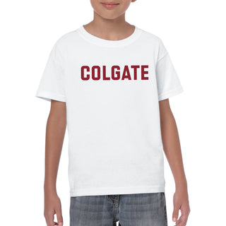 Colgate University Raiders Basic Block Youth Short Sleeve T Shirt - White