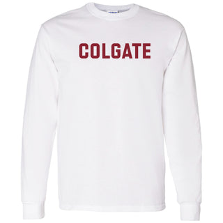 Colgate University Raiders Basic Block Long Sleeve T Shirt - White