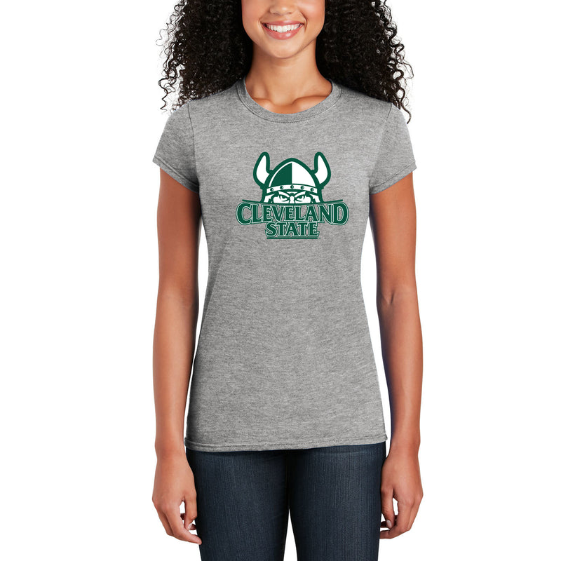 Cleveland State Vikings Primary Logo Women's T Shirt - Sport Grey