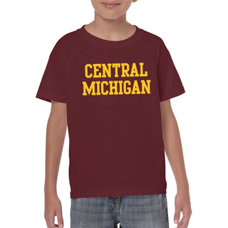 Central Michigan University Chippewas Basic Block Youth T Shirt - Maroon