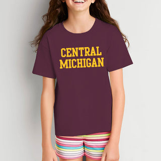 Central Michigan University Chippewas Basic Block Youth T Shirt - Maroon