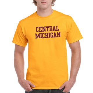 Central Michigan University Chippewas Basic Block Short Sleeve T Shirt - Gold