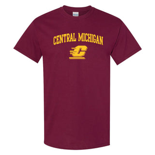 Central Michigan University Chippewas Arch Logo Short Sleeve T Shirt - Maroon