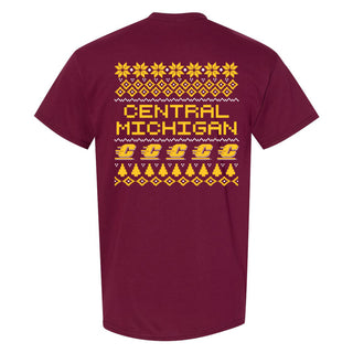 Central Michigan Holiday Sweater T-Shirt - Maroon