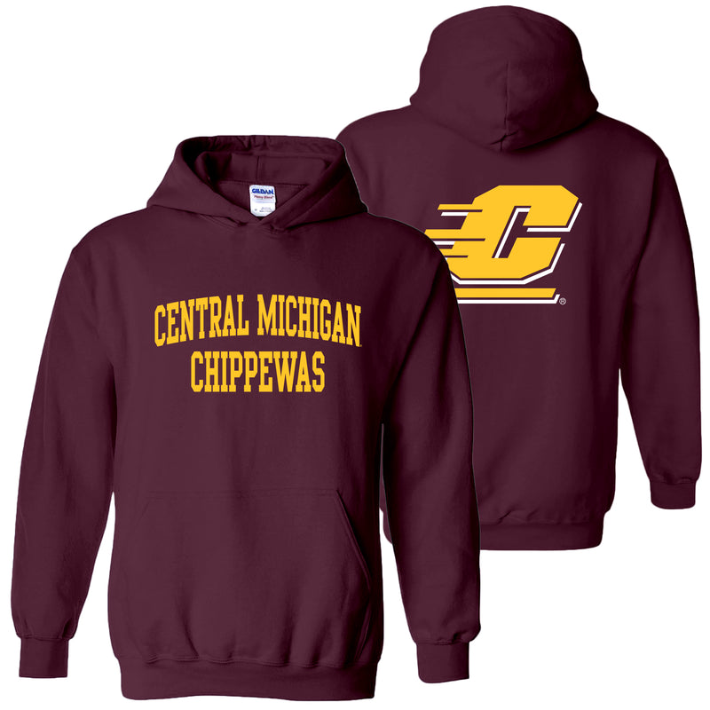 Central Michigan University Chippewas Front Back Print Hoodie - Maroon