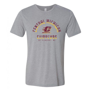 Central Michigan University Chippewas Division Arch Canvas Triblend Short Sleeve T Shirt - Athletic Grey