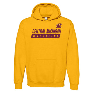 Central Michigan University Chippewas Wrestling Slant Heavy Blend Hoodie - Gold