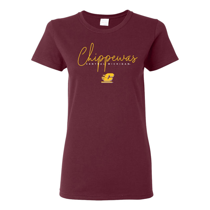 Central Michigan Thin Script Women's T-Shirt - Maroon