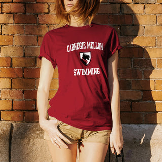 Carnegie Mellon University Tartans Arch Logo Swimming Short Sleeve T Shirt - Cardinal