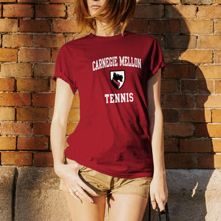 Carnegie Mellon University Tartans Arch Logo Tennis Short Sleeve T Shirt - Cardinal