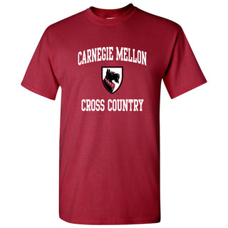 Carnegie Mellon University Tartans Arch Logo Cross Country Short Sleeve T Shirt - Cardinal