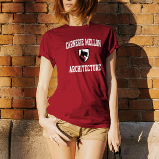 Carnegie Mellon University Tartans Arch Logo Architecture Short Sleeve T Shirt - Cardinal