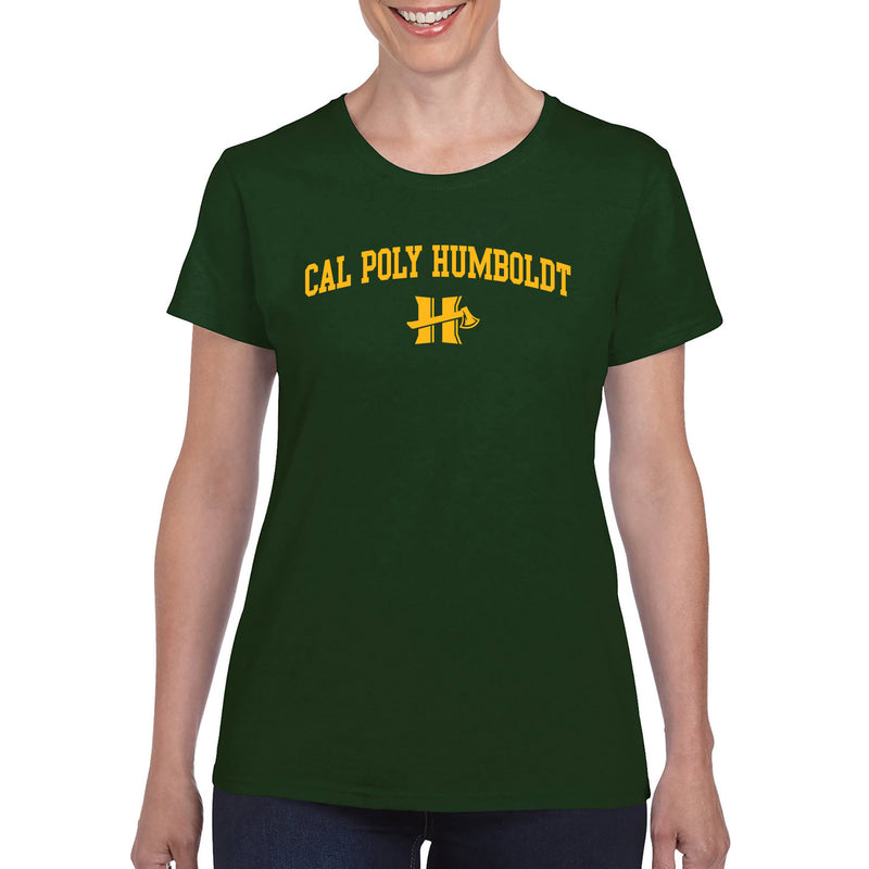 Cal Poly Humboldt Lumberjacks Arch Logo Women's T Shirt - Forest