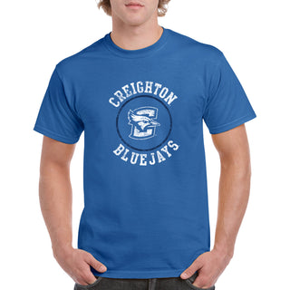 Creighton University Bluejays Distressed Circle Logo Short Sleeve T Shirt - Royal