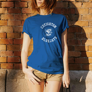 Creighton University Bluejays Distressed Circle Logo Short Sleeve T Shirt - Royal