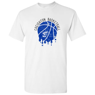 Creighton University Bluejays Basketball Dribble Basic Cotton Short Sleeve T Shirt - White