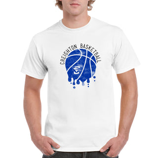 Creighton University Bluejays Basketball Dribble Basic Cotton Short Sleeve T Shirt - White