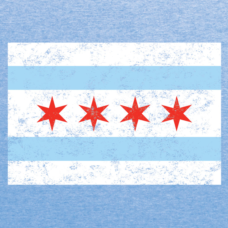 Chicago City Flag Canvas Short Sleeve T Shirt - Blue Triblend