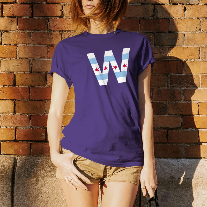 Chicago Flag W Short Sleeve T Shirt - Purple