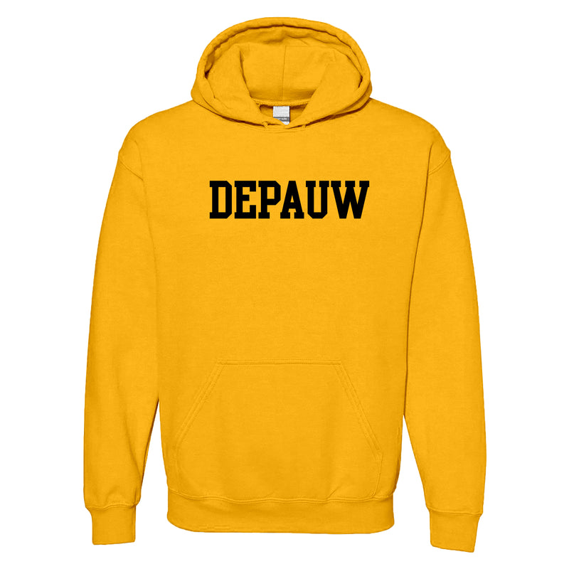 DePauw University Tigers Basic Block Heavy Blend Hoodie - Gold