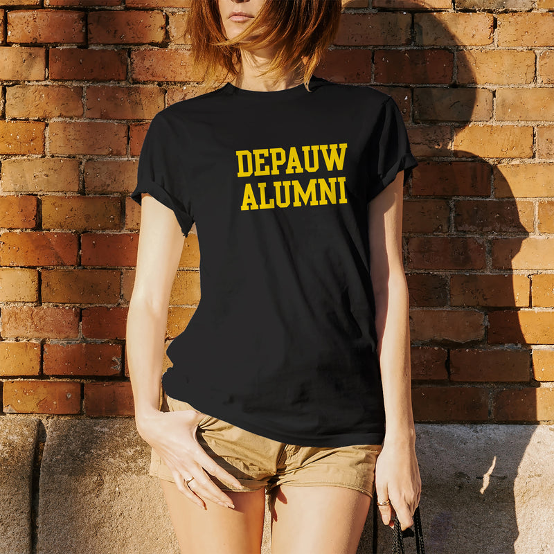 DePauw University Tigers Alumni Block Short Sleeve T Shirt - Black